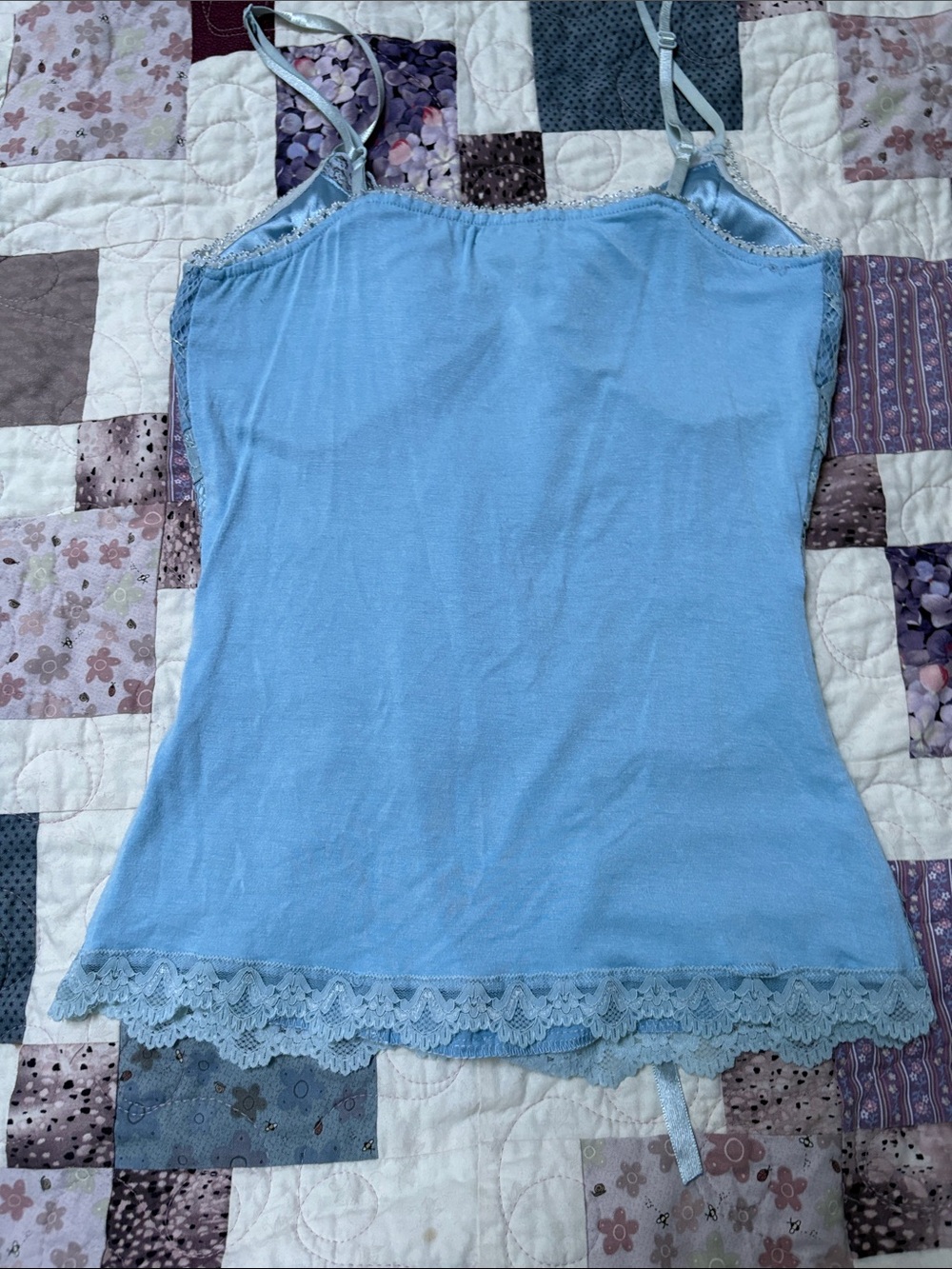Lace-Up Light Blue Lace Cami Tank - Women’s Intimates - Picture 4 of 6